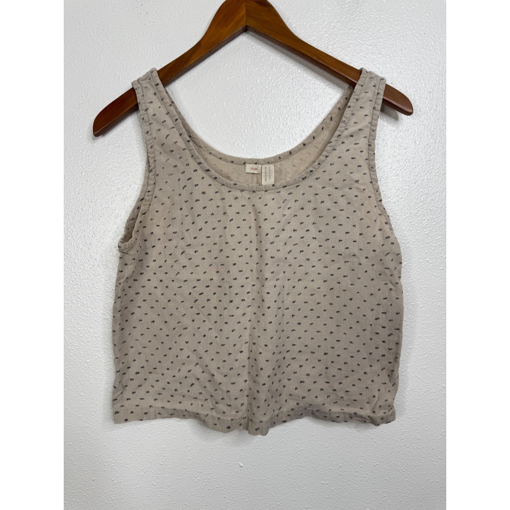 Po-em Block Print Cotton Tank Top Size Small